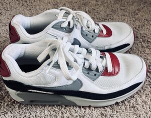 Nike Air Max 90 LTR GS White Gray Red Youth Size 6Y Big Kids Unisex